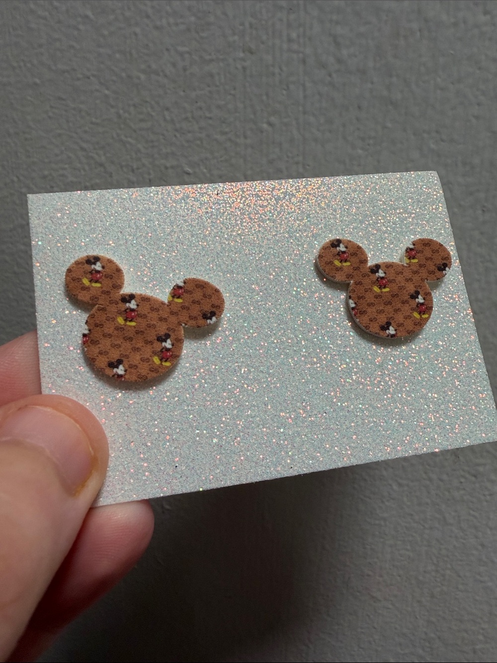 Mickey Mouse Luxury Inspired Shape Stud Earrings - Brown